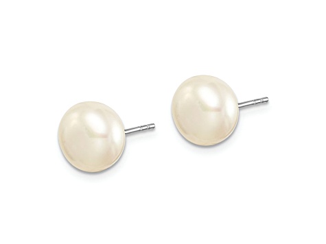 Rhodium Over Sterling Silver 7 Pairs 8-9mm Freshwater Cultured Pearl Stud Ear Set