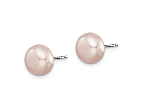 Rhodium Over Sterling Silver 7 Pairs 8-9mm Freshwater Cultured Pearl Stud Ear Set