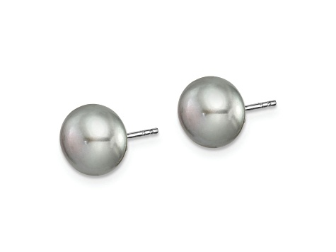 Rhodium Over Sterling Silver 7 Pairs 8-9mm Freshwater Cultured Pearl Stud Ear Set