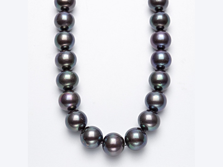 Genusisâ„¢ Black Cultured Freshwater Pearl Rhodium Over Sterling Silver Necklace