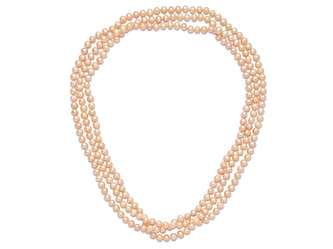 7-8mm Pink Freshwater Cultured Pearl 76-inch Slip-on Necklace