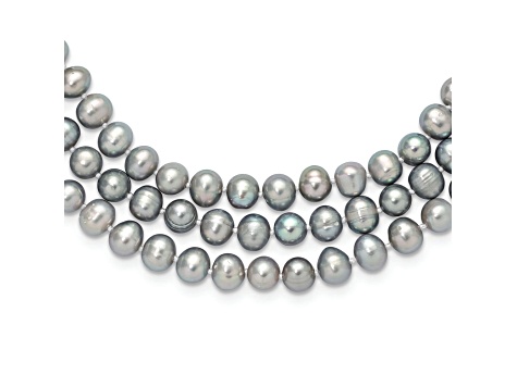 7-8mm Grey Freshwater Cultured Pearl 76-inch Slip-on Necklace