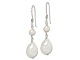 Sterling Silver Polished Baroque and Semi-Round Freshwater Cultured Pearl Dangle Earrings