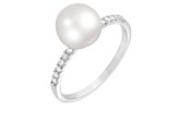 8mm White Cultured Akoya Pearl 14K White Gold Ring