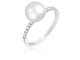 8mm White Cultured Akoya Pearl 14K White Gold Ring