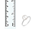 8mm White Cultured Akoya Pearl 14K White Gold Ring