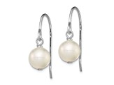 Rhodium Over Sterling Silver Polished 7-8mm Freshwater Cultured Pearl Dangle Earrings
