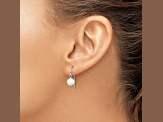 Rhodium Over Sterling Silver Polished 7-8mm Freshwater Cultured Pearl Dangle Earrings