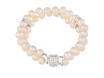 7-7.5mm White Cultured Freshwater Pearl Silver  Bracelet