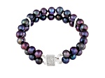7-7.5mm Black Cultured Freshwater Pearl Silver  Bracelet