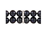 7-7.5mm Black Cultured Freshwater Pearl Silver Bracelet