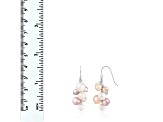 6-10mm Multicolor Cultured Freshwater Pearl Rhodium Over Sterling Silver Earrings