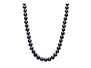 6-7mm Black Freshwater Pearl 18" Sterling Silver Necklace