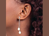 Rhodium Over Sterling Silver  7-8mm White Freshwater Cultured Pearl Post Dangle Earrings