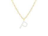 Letter P Initial Cultured Freshwater Pearl 18K Gold Over Sterling Silver Pendant With  18" Chain