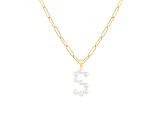 Letter S Initial Cultured Freshwater Pearl 18K Gold Over Sterling Silver Pendant With  18" Chain