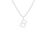 Letter B Initial Cultured Freshwater Pearl Rhodium Over Sterling Silver Pendant With  18" Chain