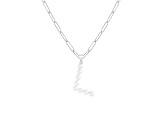 Letter L Initial Cultured Freshwater Pearl Rhodium Over Sterling Silver Pendant With  18" Chain
