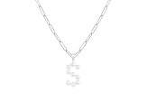 Letter S Initial Cultured Freshwater Pearl Rhodium Over Sterling Silver Pendant With  18" Chain