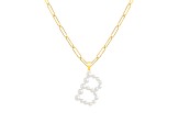 Letter B Initial Cultured Freshwater Pearl 18K Gold Over Sterling Silver Pendant With  18" Chain