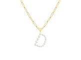 Letter D Initial Cultured Freshwater Pearl 18K Gold Over Sterling Silver Pendant With  18" Chain