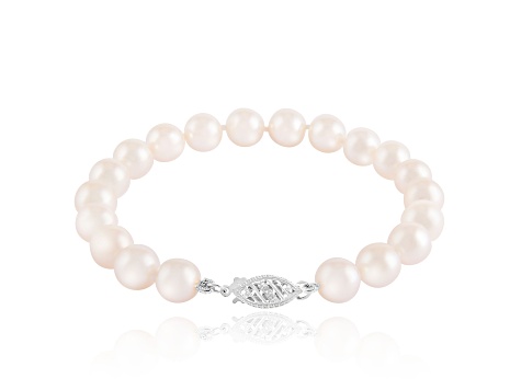 14k White gold 8-9mm Akoya Pearl bracelet