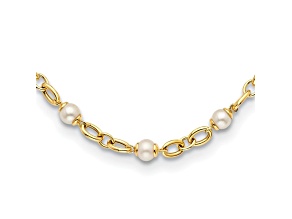 14K Yellow Gold Freshwater Cultured Pearl and Chain 18 Inch Necklace