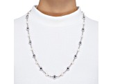 7-8mm Round White Freshwater Pearl with Sterling Silver Beads Station Necklace
