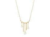 4.5-6.5mm Round White Freshwater Pearl 14K Yellow Gold Necklace