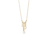 4.5-6.5mm Round White Freshwater Pearl 14K Yellow Gold Necklace