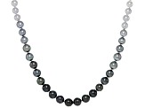 Contemporary Ombre Tahitian and Akoya Cultured Pearl Strand Necklace 14K W Gold 26.5"