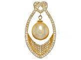 Golden South Sea Cultured Pearl With Diamonds 18k Yellow Gold Pendant