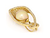 Golden South Sea Cultured Pearl With Diamonds 18k Yellow Gold Pendant