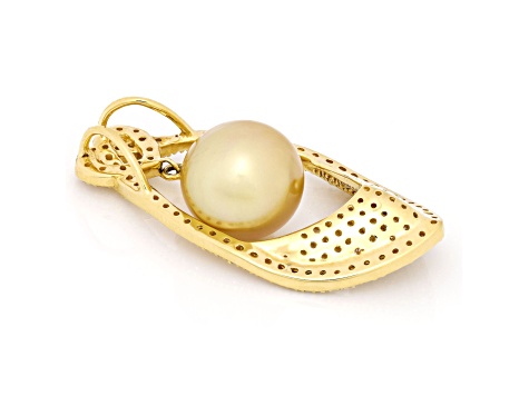 Golden South Sea Cultured Pearl With Diamonds 18k Yellow Gold Pendant ...