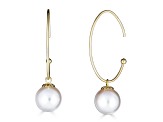 18KY Dangling 8.5-9mm  Cultured Pearl Earrings