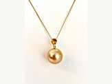Golden South Sea Cultured Pearl With Diamonds and Sapphire 18k Yellow Gold Pendant