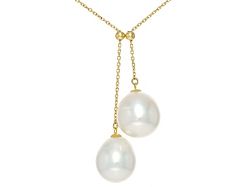 Picture of White South Sea Cultured Pearls 18k Yellow Gold Lariat Necklace