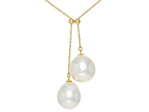 White South Sea Cultured Pearls 18k Yellow Gold Lariat Necklace