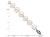 Rhodium Over Sterling Silver 10-11mm White Freshwater Cultured Pearl Bracelet