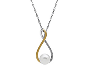 Freshwater Pearl and Diamond Accent Sterling Silver/14K Gold Over Sterling Silver Pendant with Chain