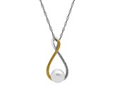 Freshwater Pearl and Diamond Accent Sterling Silver/14K Gold Over Sterling Silver Pendant with Chain