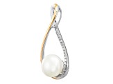 Freshwater Pearl and Diamond Accent Sterling Silver/14K Gold Over Sterling Silver Pendant with Chain