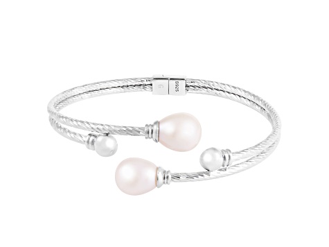8-8.5mm White Cultured Freshwater Pearl Silver  Bracelet