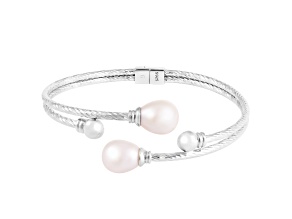 8-8.5mm White Cultured Freshwater Pearl Silver  Bracelet