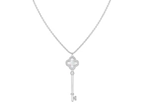 Mother of Pearl and Cubic Zirconia Rhodium Over Sterling Silver Pendant