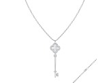 Mother of Pearl and Cubic Zirconia Rhodium Over Sterling Silver Pendant