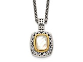 Sterling Silver with 14K Accent Antiqued Mother Of Pearl Necklace