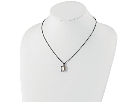 Sterling Silver with 14K Accent Antiqued Mother Of Pearl Necklace