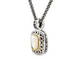 Sterling Silver with 14K Accent Antiqued Mother Of Pearl Necklace