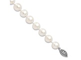 Rhodium Over Sterling Silver 9-10mm White Freshwater Cultured Pearl Bracelet